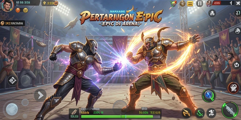Tampilan gameplay seru dengan pertarungan karakter yang dinamis.