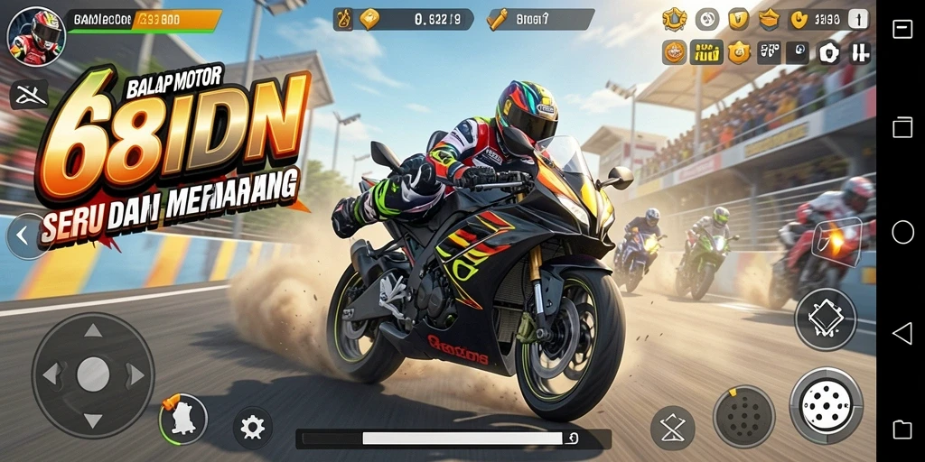 Screenshot 68IDN menampilkan balapan motor yang seru dan menantang.