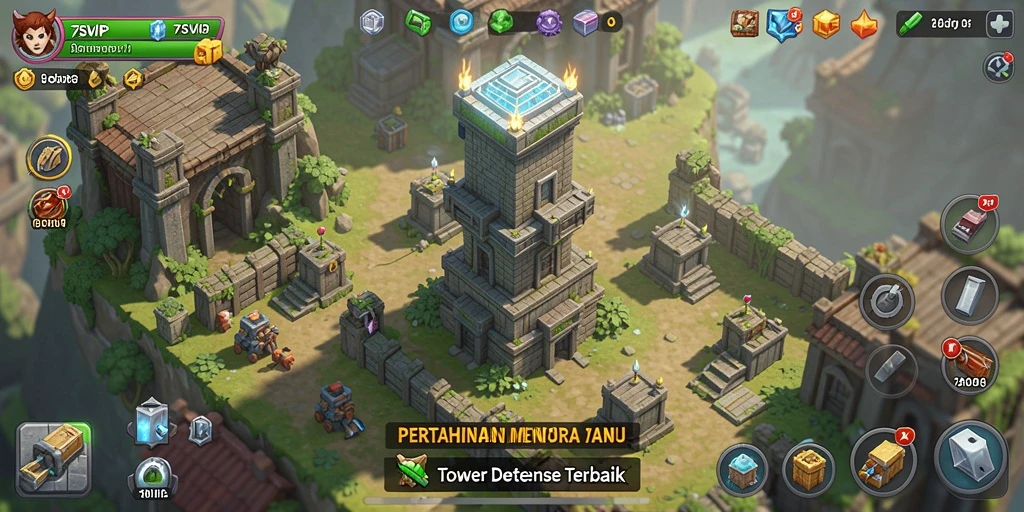 Screenshot utama 7SVIP menampilkan aksi mendebarkan Tower Defense.