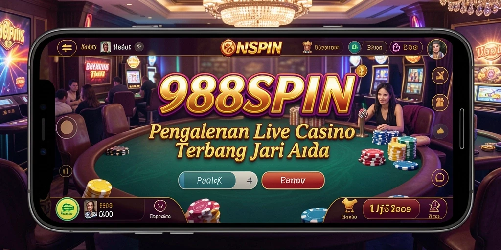 Screenshot gameplay Live Casino dari 988SPIN menunjukkan dealer profesional dan pengalaman bermain yang seru.