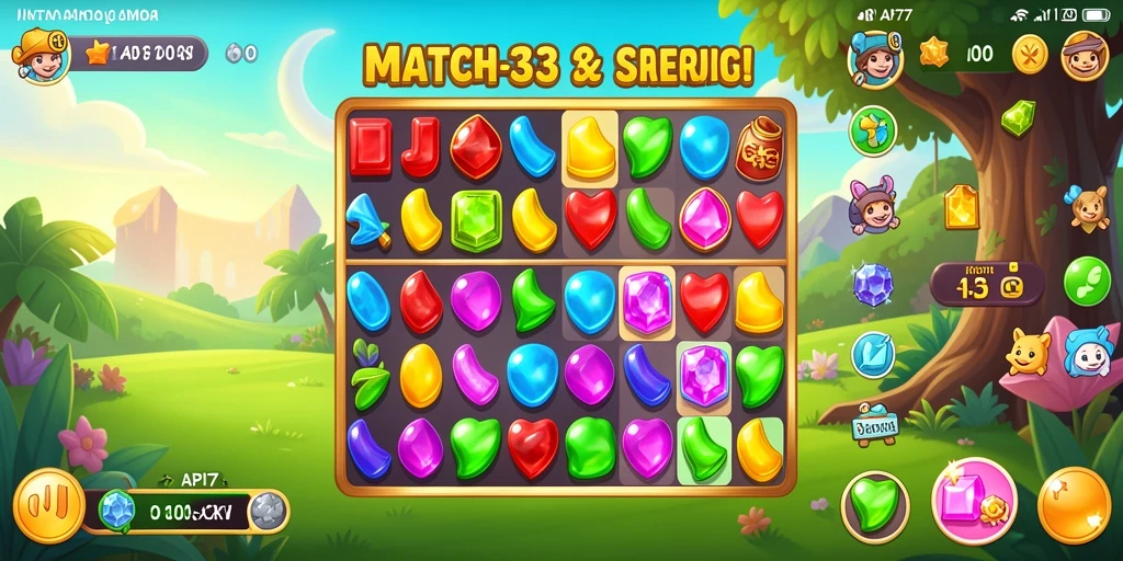 Screenshot gameplay API77 menampilkan momen mencocokkan item berwarna.