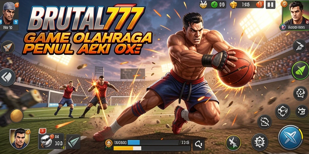 Tampilan gameplay BRUTAL77 yang penuh aksi di arena olahraga.