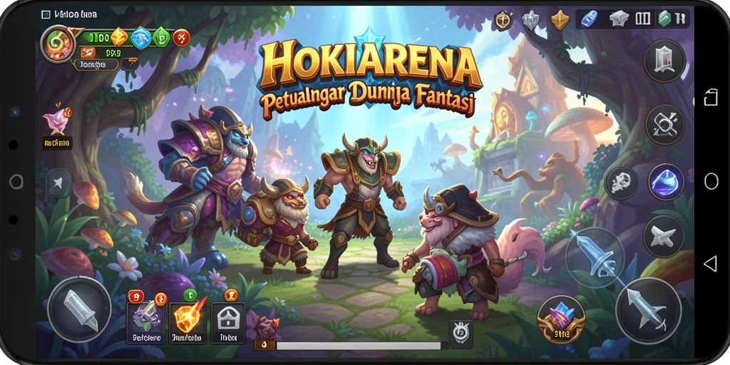 Screenshot gameplay HOKIARENA dengan pertarungan seru dan karakter menarik.