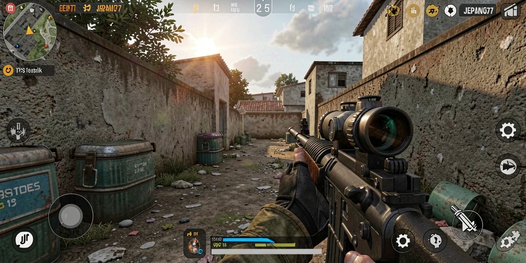 Tampilan mendebarkan dari gameplay JEPANG77 dalam mode TPS.