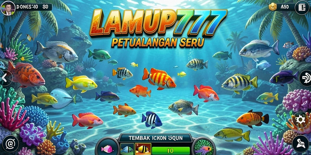 Tampilan permainan menembak ikan yang seru dan interaktif.